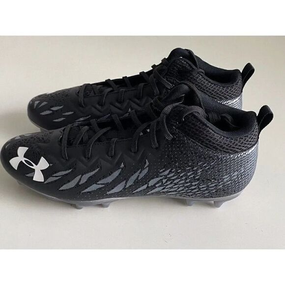 Men's Sz 12.5 Under Armour Spotlight UA Football Cleats Black 3023963-001 NEW - Picture 3 of 9